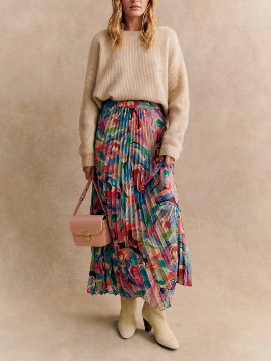 Sezane Dilo Skirt Abstract Floral
